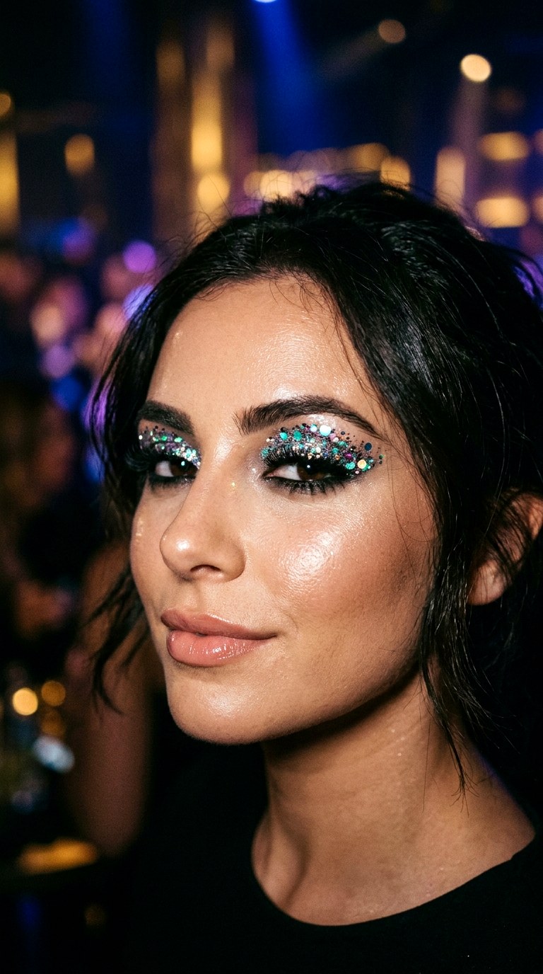 Multi Dimensional Glitter Lids - 24 Holographic Sparkle Eye Makeup for Night Parties