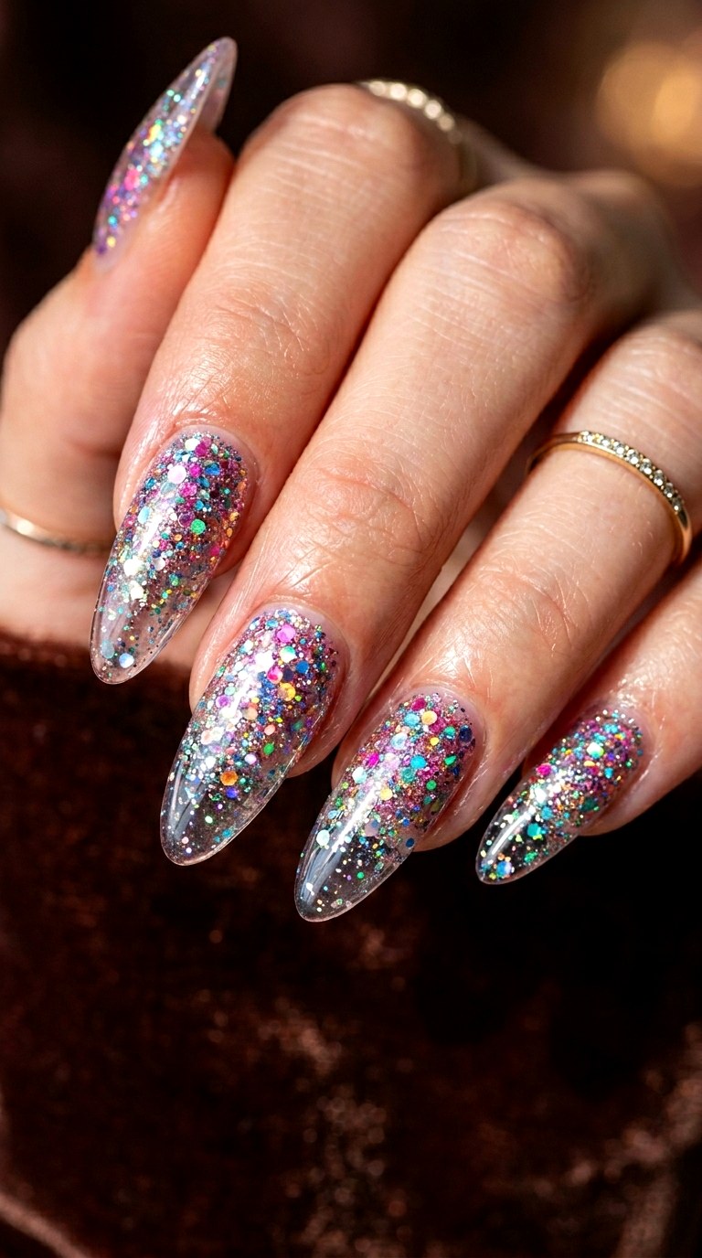 Multi Glitter Fade - 26 Vacation Summer Multicolor Acrylic Nails