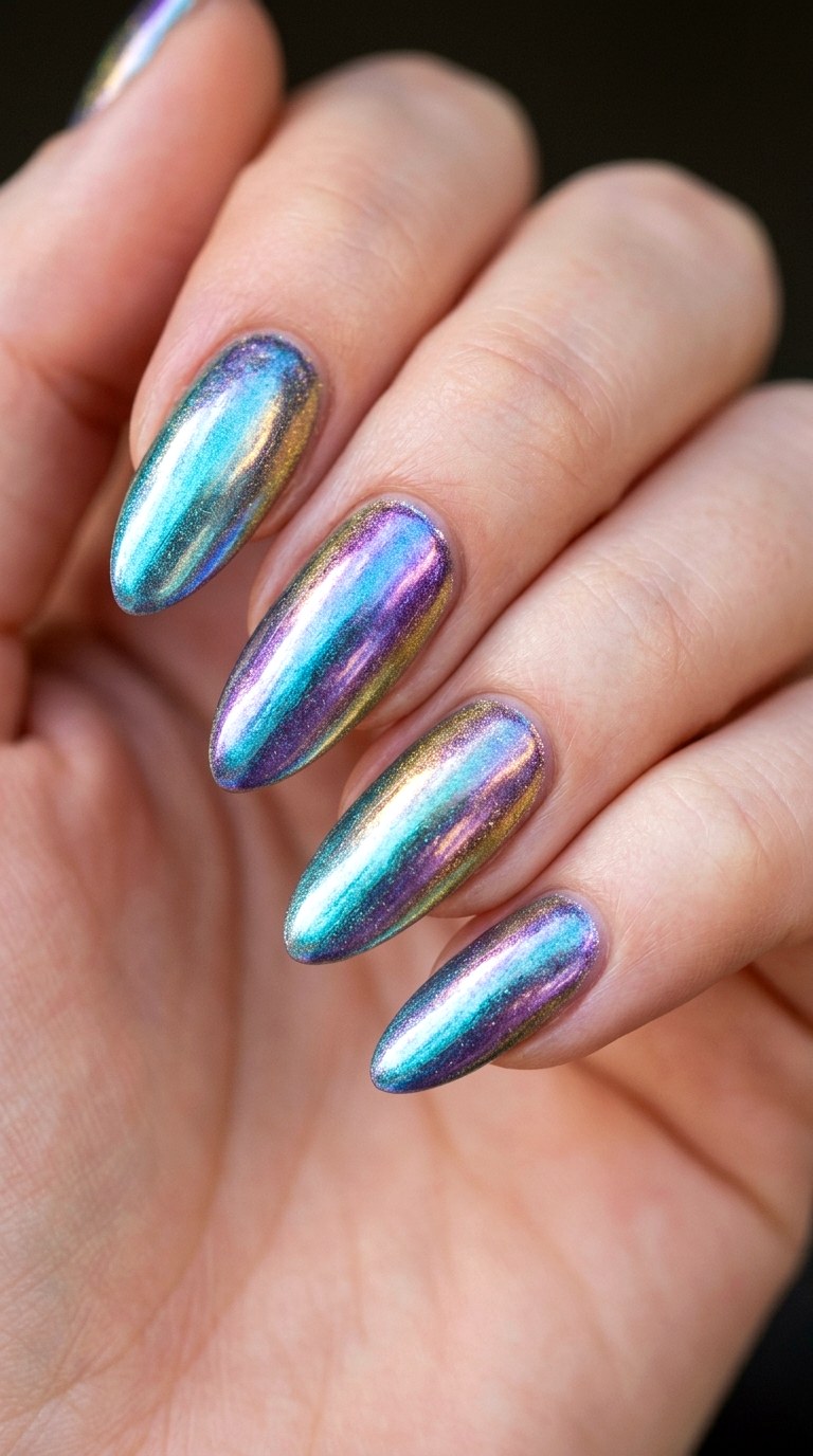 Multichrome Mermaid Flash - 29 Fun Spring Multicolor Nails