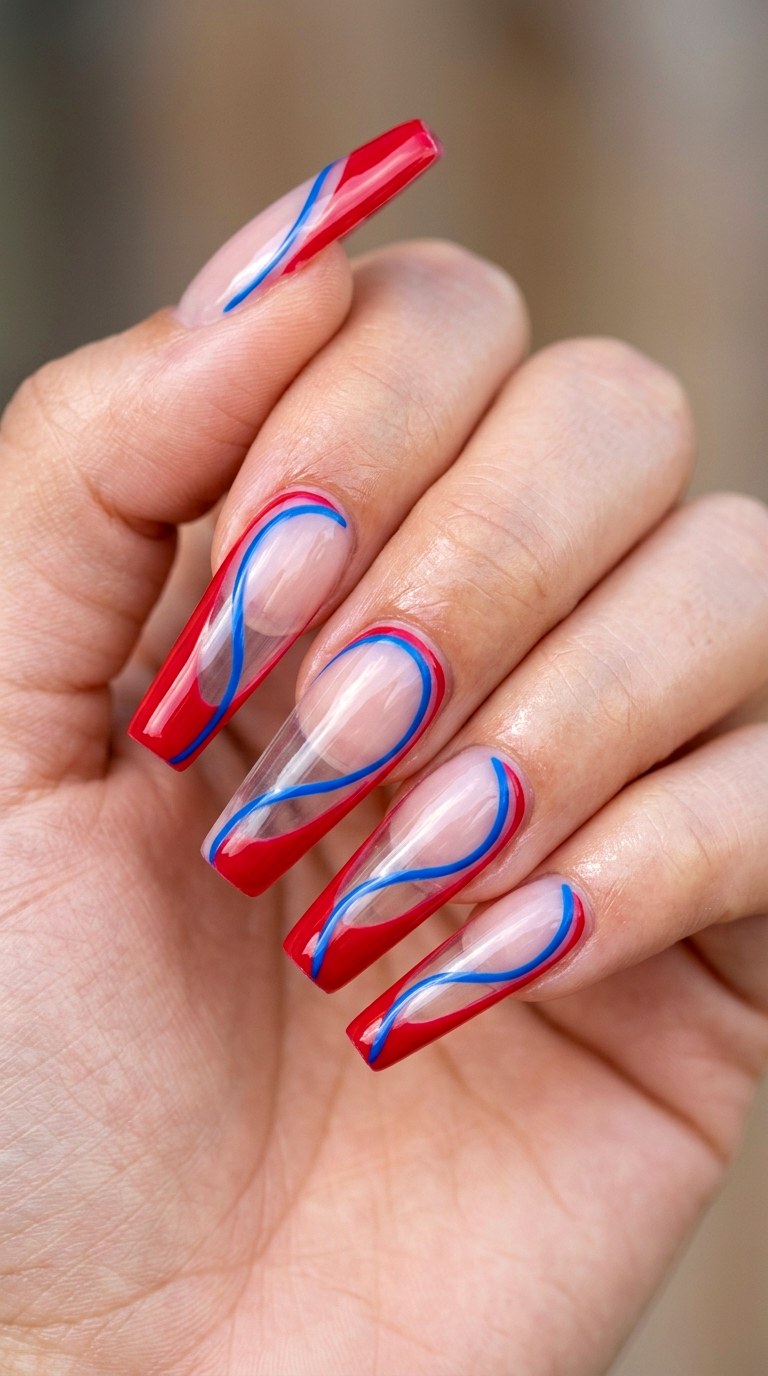 Multicolor French Twist With Negative Space - 26 Early Spring Multicolor Acrylic Nails