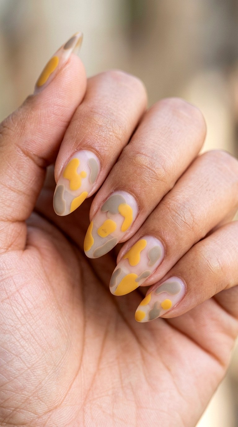 Mustard Seed and Concrete Taupe Swatches - 20 Abstract Spring Two Colored Nails