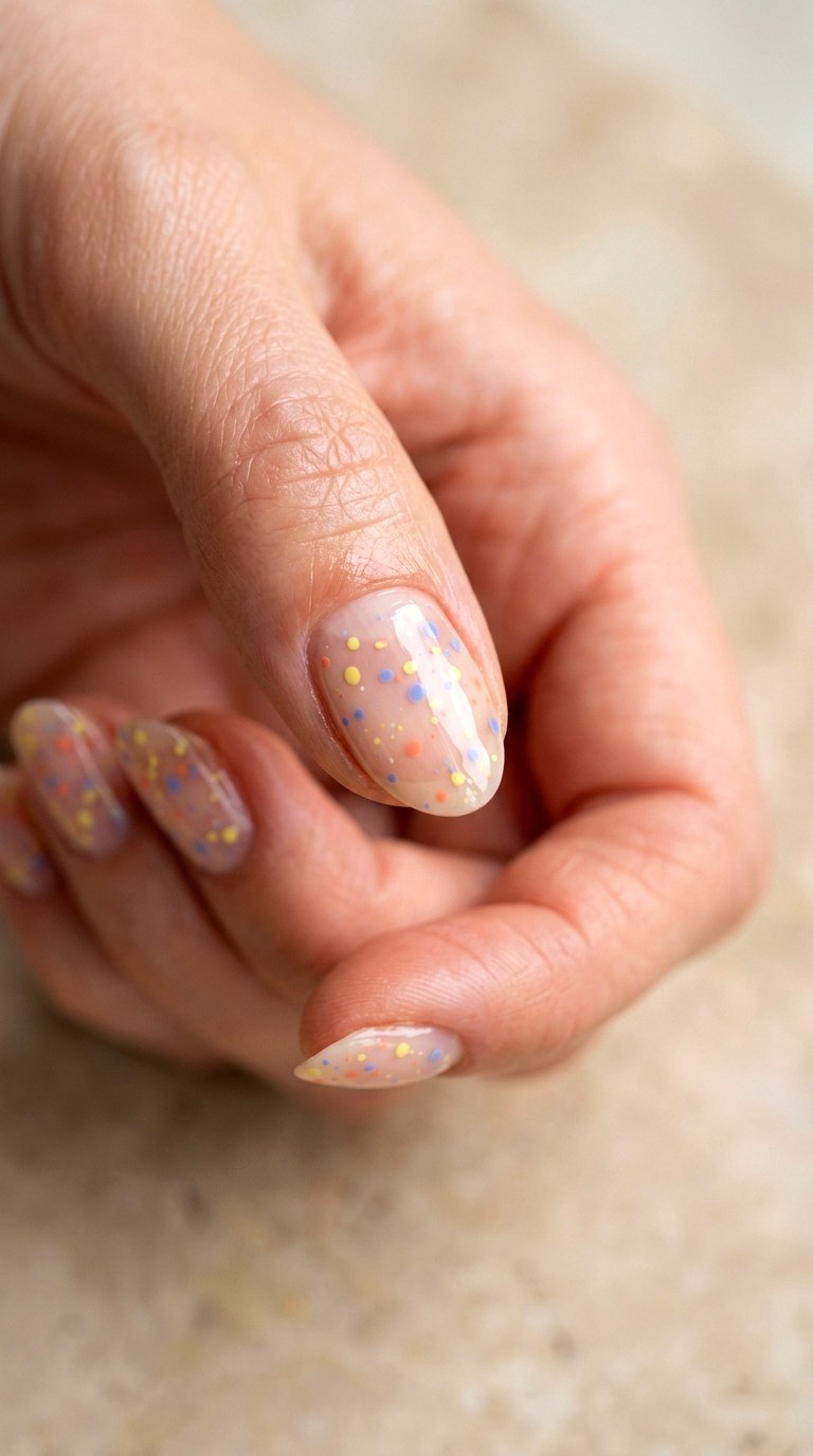 Negative Space Color Speckles - 29 Subtle Spring Multicolor Nails