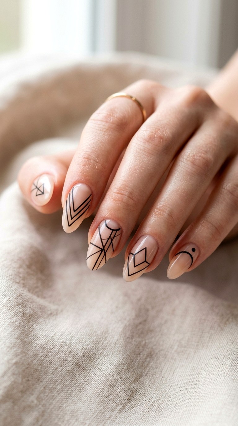 Negative Space Line Art - 25 Minimalist Spring Nails That Look Elegant and Trendy