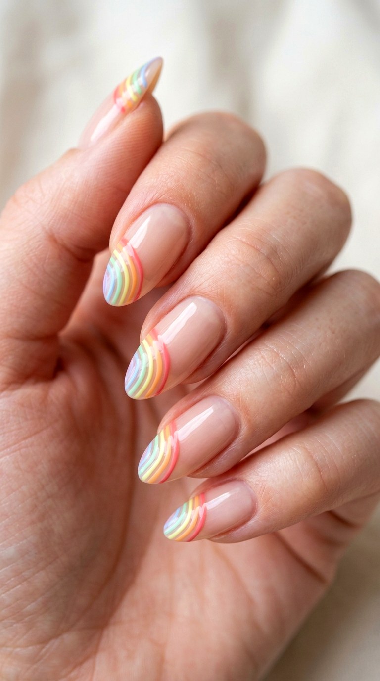 Negative Space Rainbow Arches - 27 Picnic Spring Multicolor Nails