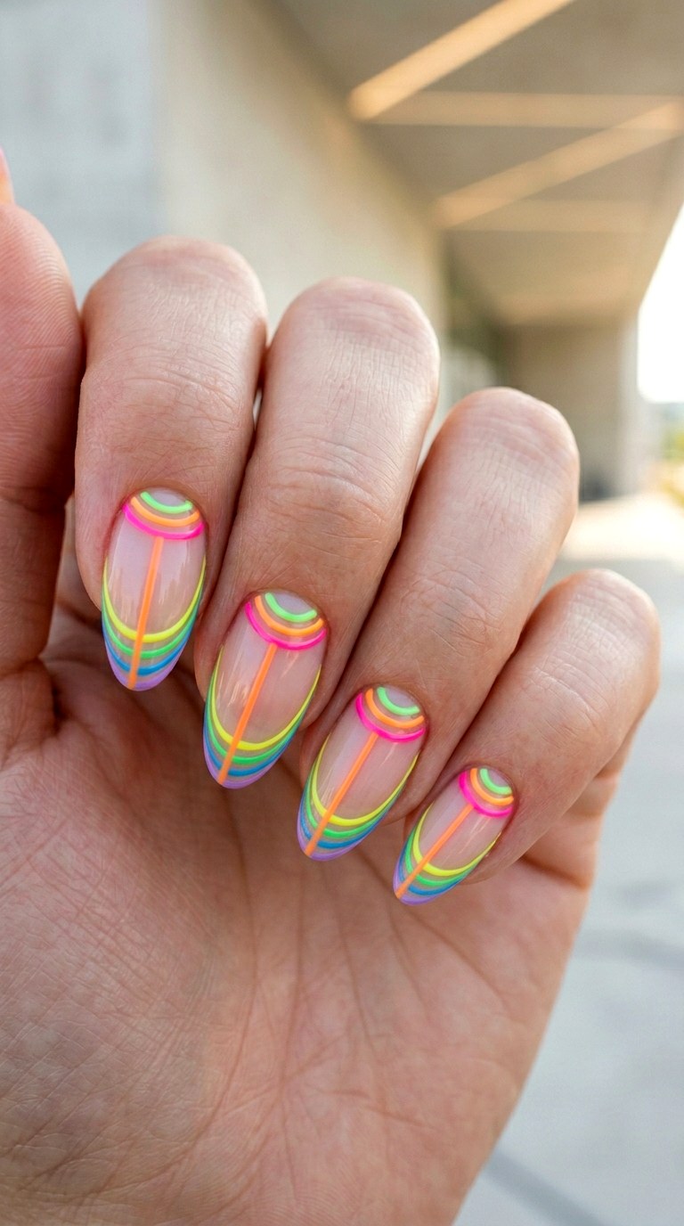 Negative Space Rainbow French - 23 Bright Spring Multicolor Nails