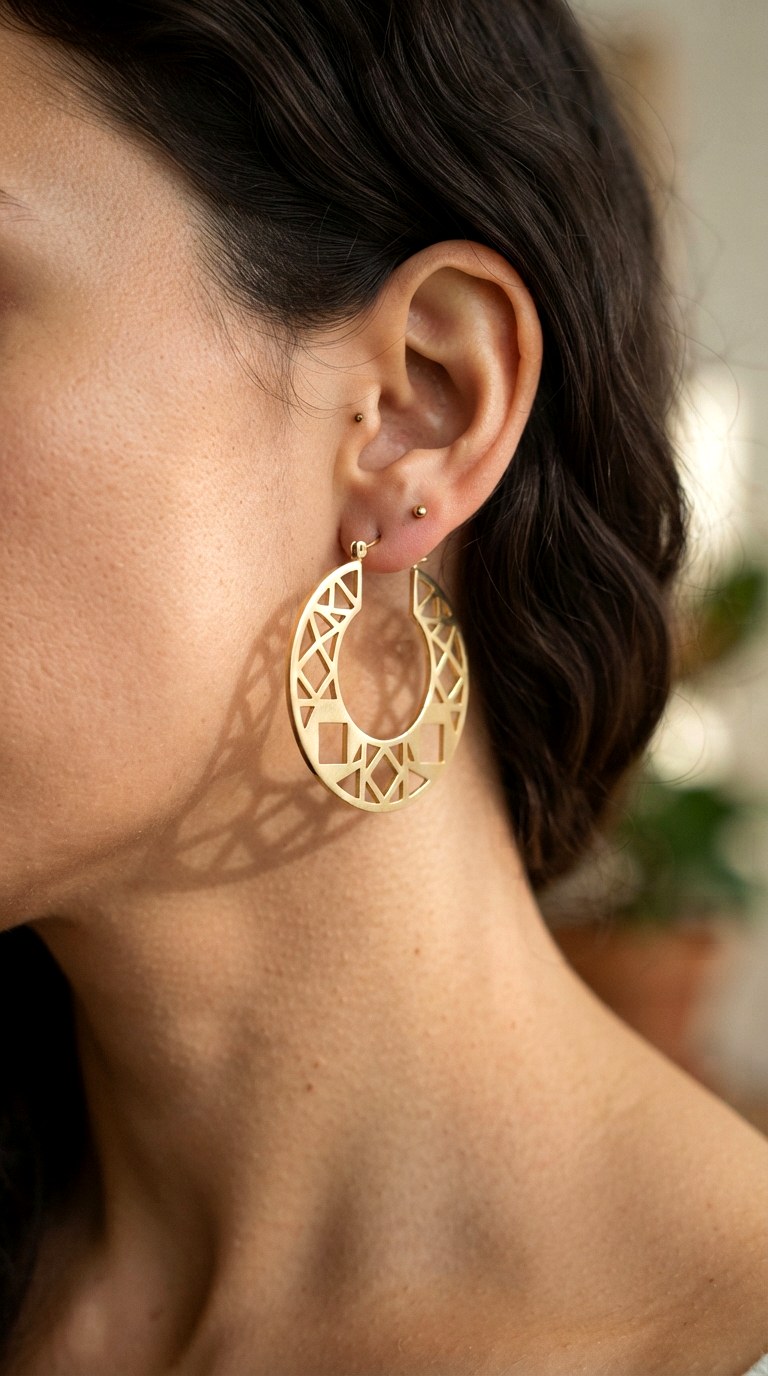 Negative Space Sliced Hoops - 26 gold hoops earrings