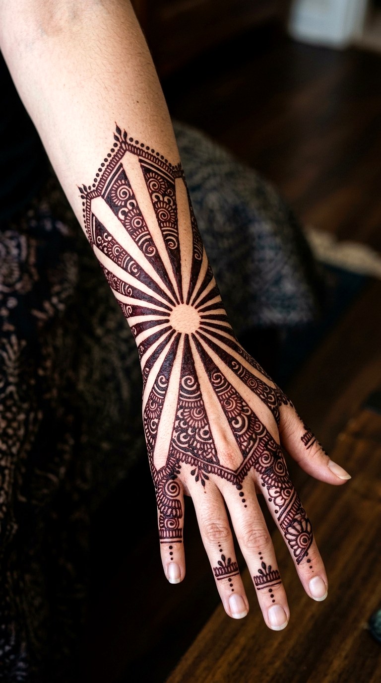 Negative Space Sunbursts - 22 henna inspo