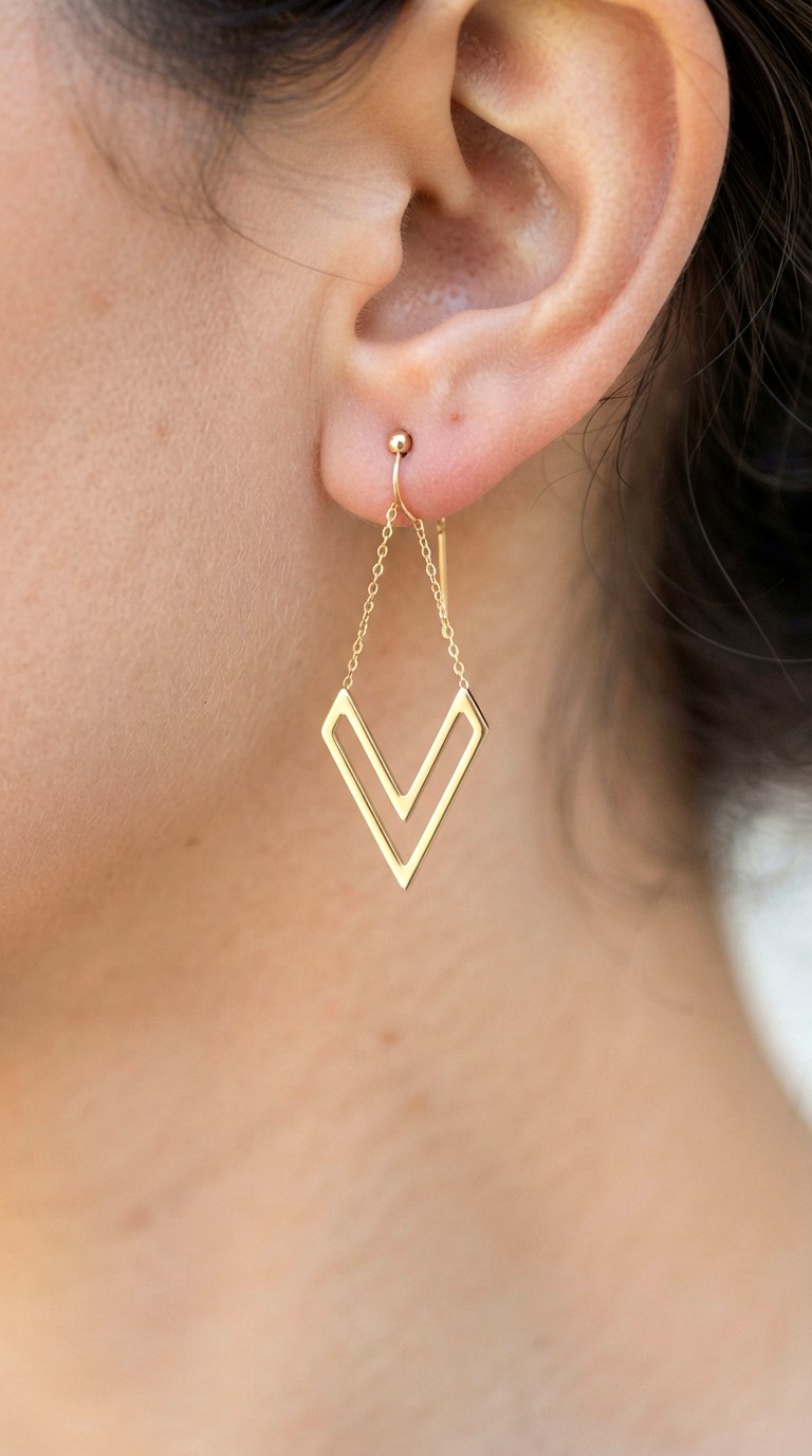 Negative Space V Shapes - 25 gold earrings stack