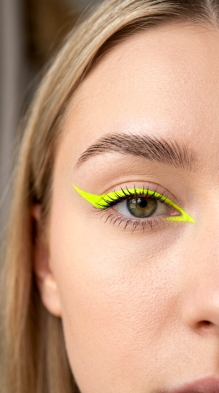 Neon Chartreuse Graphic Wing - 21 colorful makeup looks
