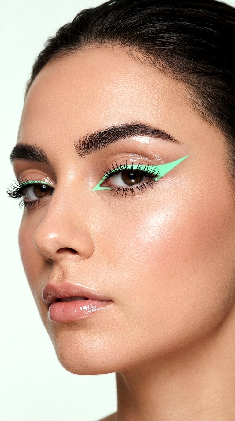 Neon Mint Graphic Wing - 28 Mint Green Graphic Liner Look