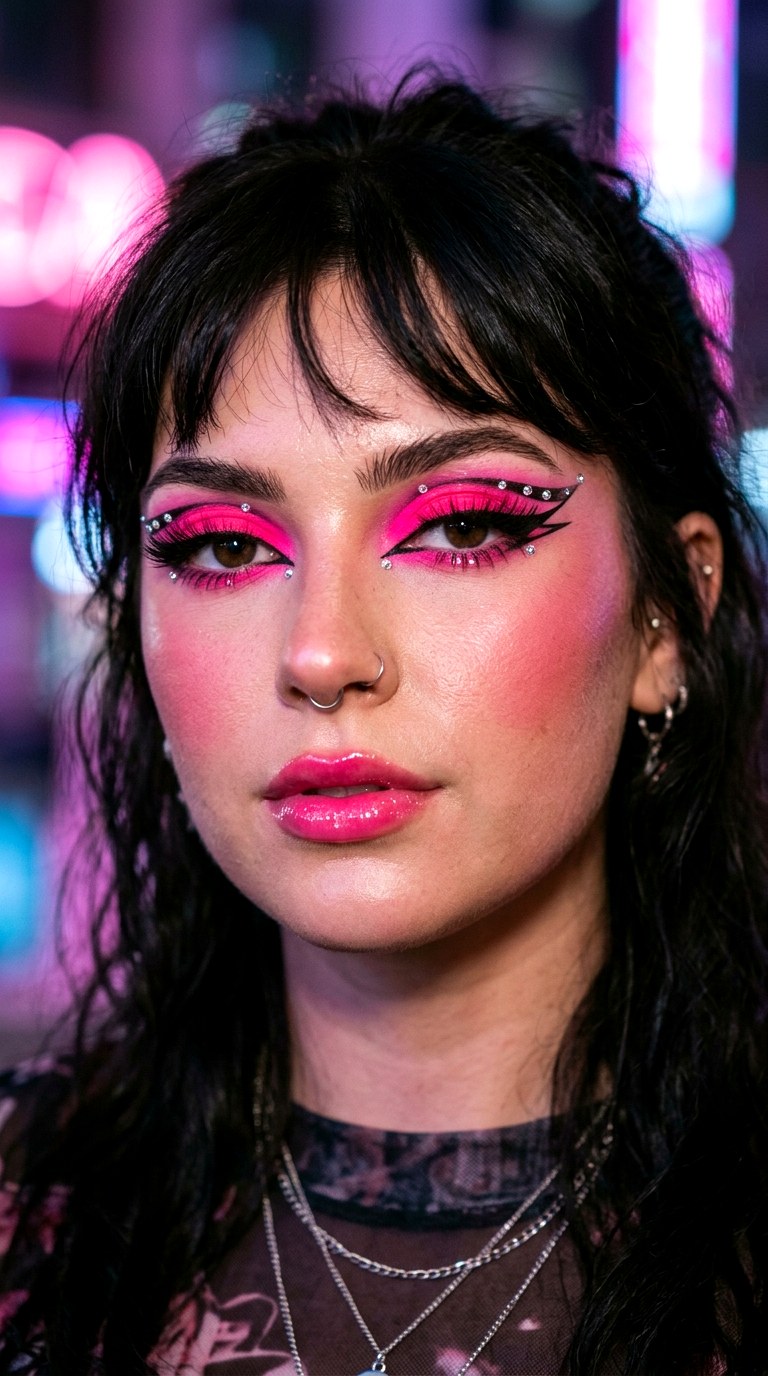 Neon Pink Graphic Makeup - 29 e girl makeup