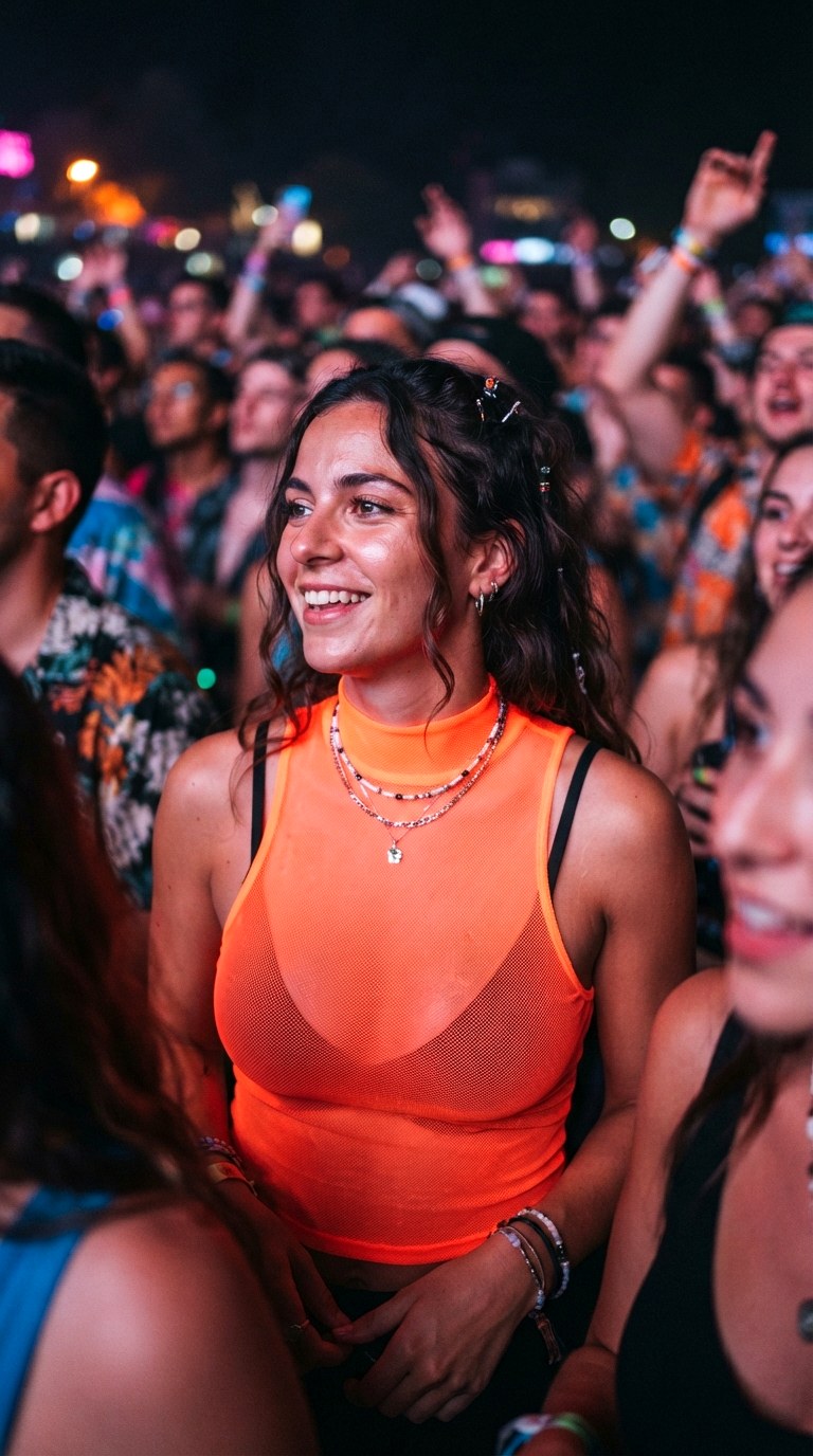 Neon Sheer Mesh Layering Layer - 28 orange tank top