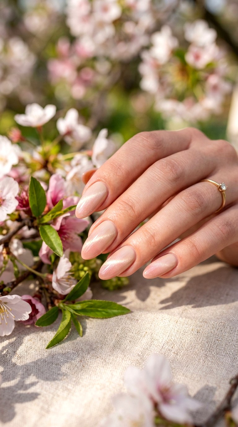 Nude Ombre Cat Eye Nails - 20 Spring Nude Base Cat Eye Nails Ideas