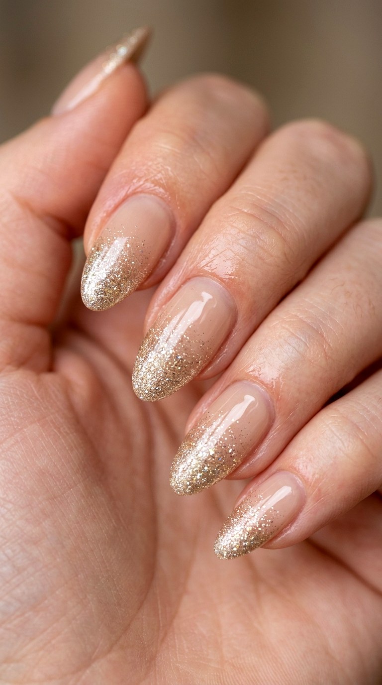 Nude to Champagne Shimmer Tip - 24 Light Spring Ombre Nails