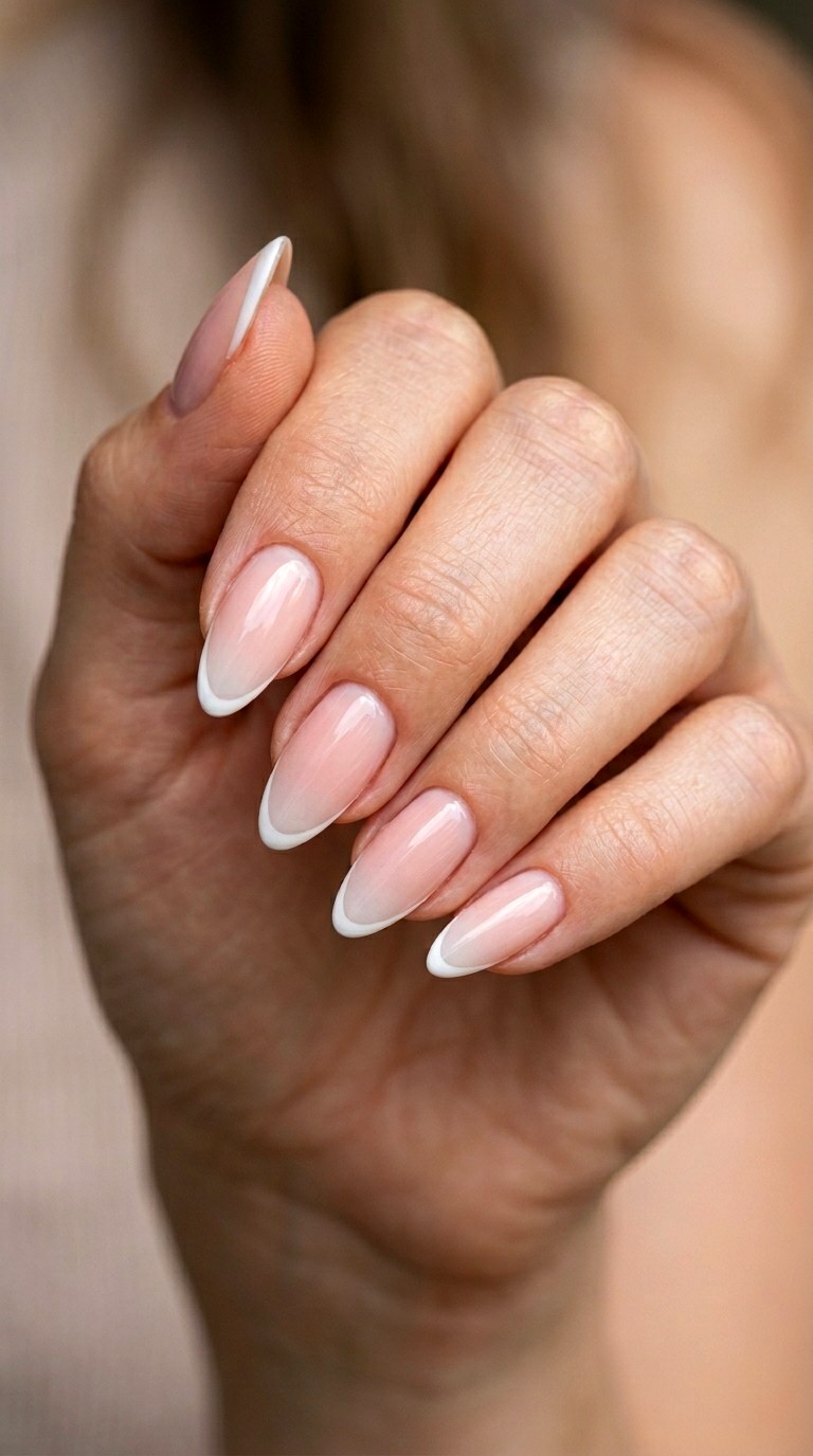 Nude to White Micro French - 24 Radiant Spring Ombre Nails