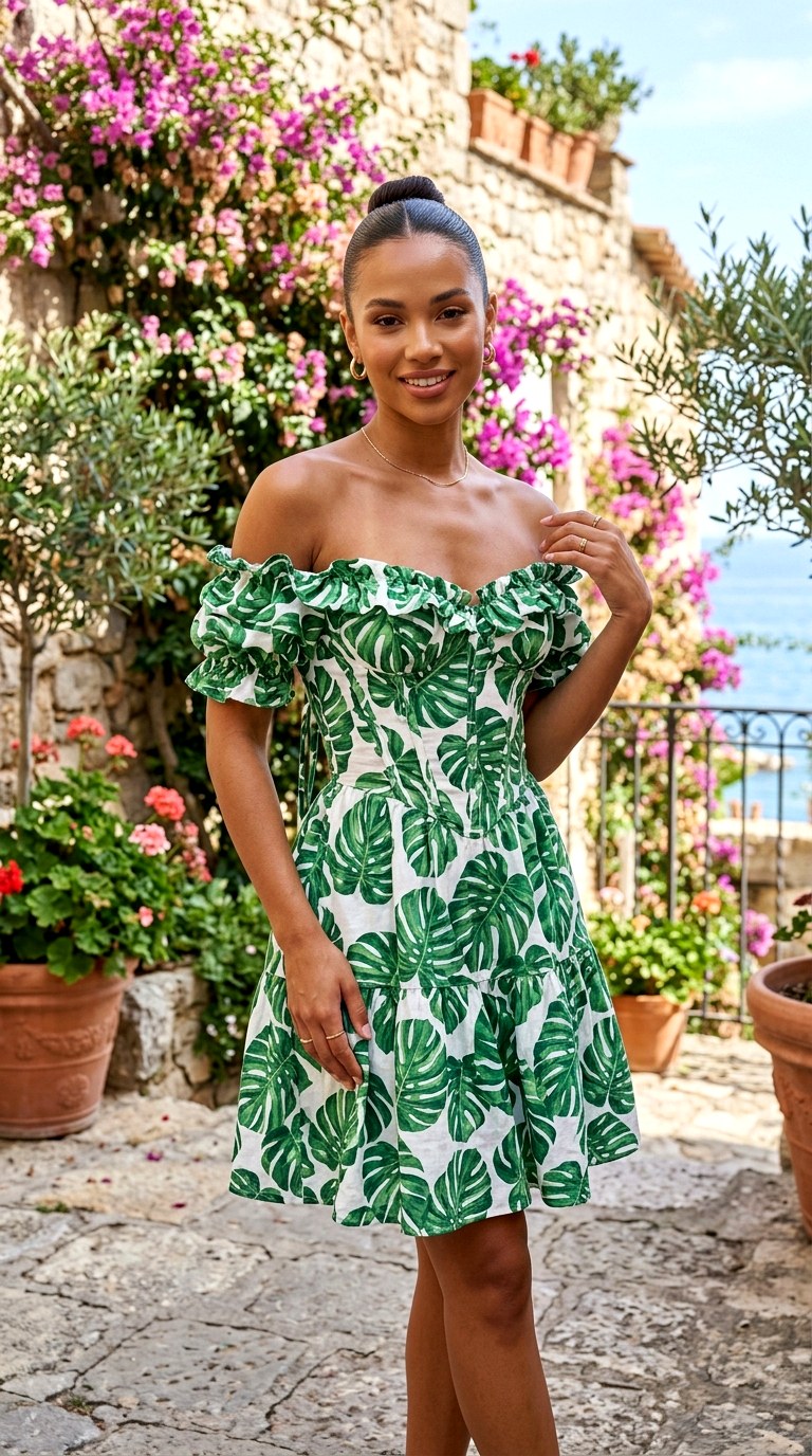 Off Shoulder Corset Sundress - 22 island vacation outfits