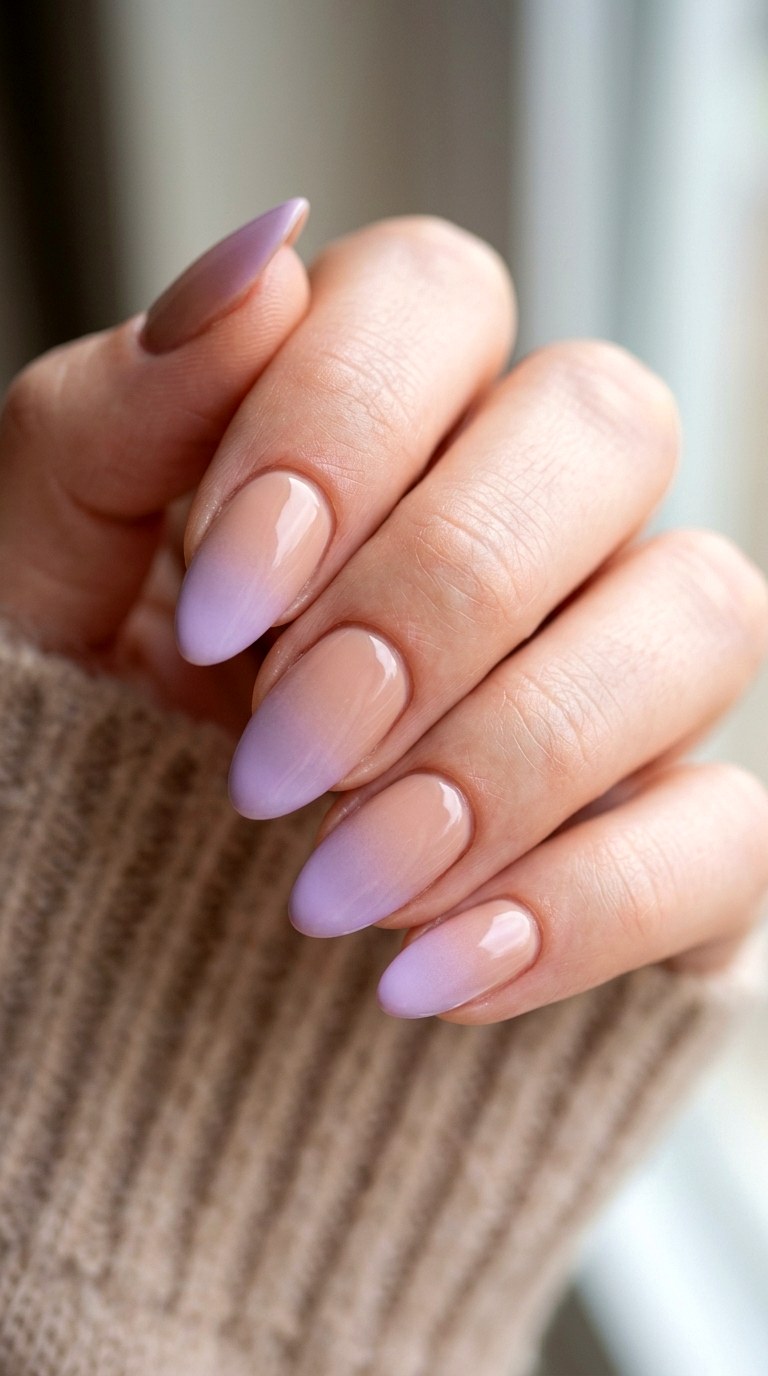 Ombre Fade from Nude to Lilac - 22 Minimalist Spring Two Colored Nails