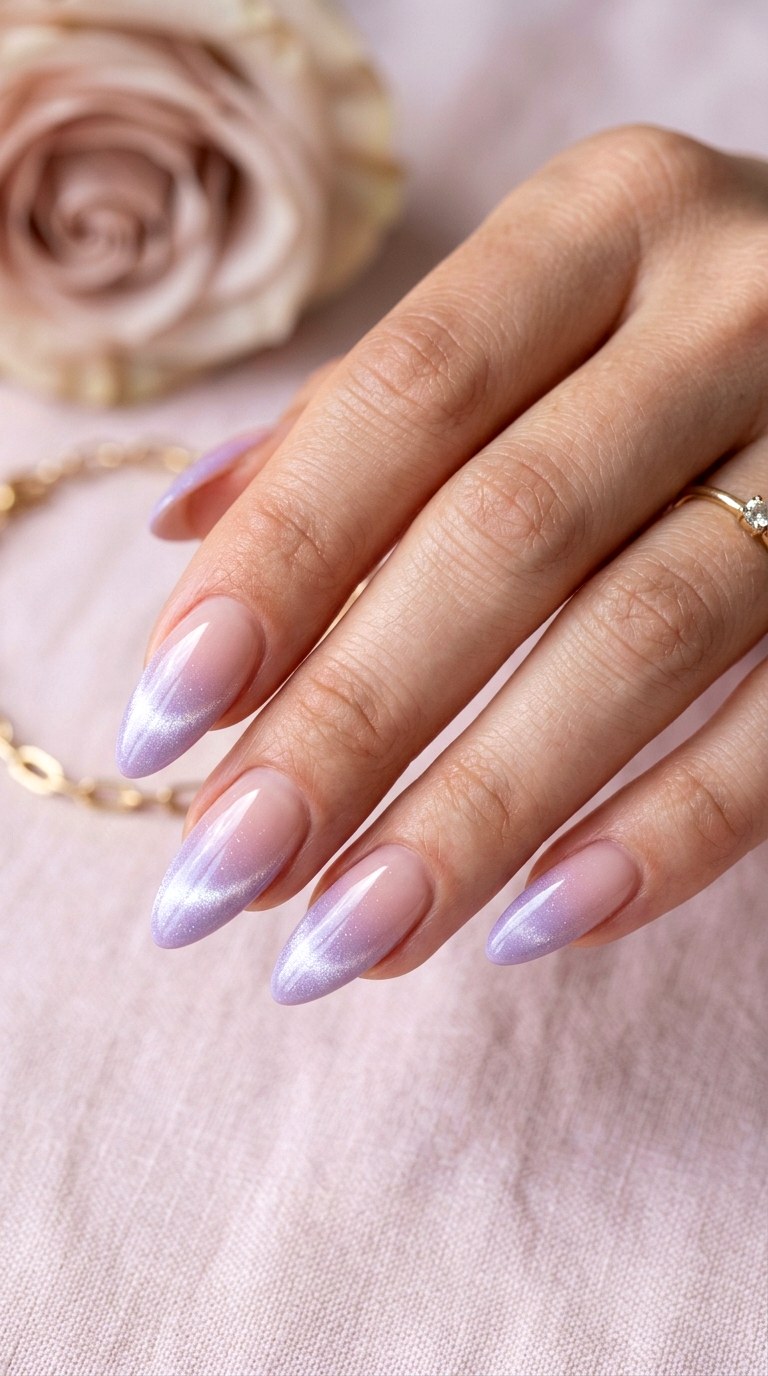 Ombre Light Purple Cat Eye Nails - 20 Summer Light Purple Cat Eye Nails Ideas
