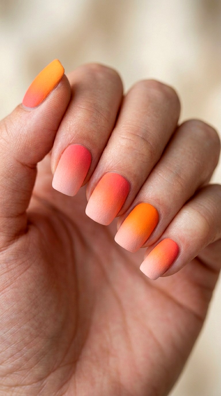 Ombre Skittles with Matte Top Coat - 23 Bright Spring Multicolor Nails
