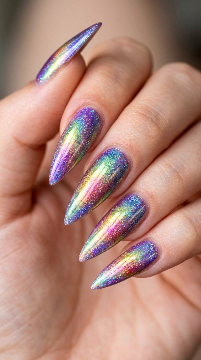 Opalescent Multichrome Mirage - 26 Rainbow Spring Multicolor Acrylic Nails