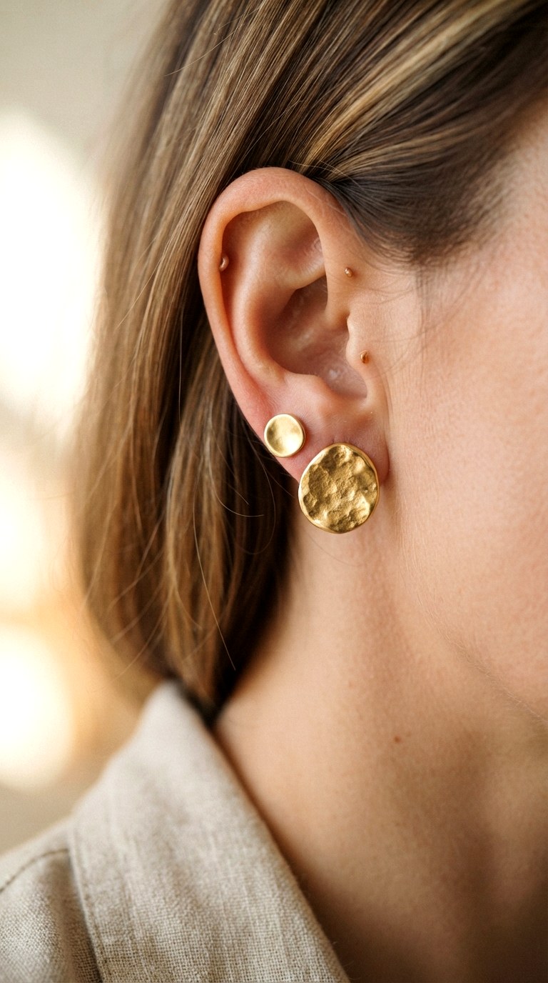 Organic Nature Inspired Shapes - 20 earring stacks gold 2 holes