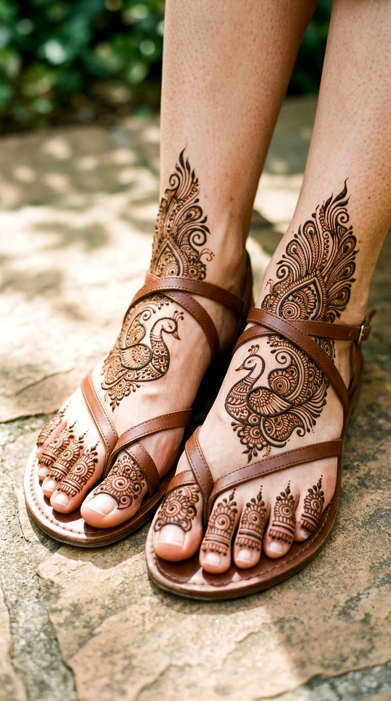 Ornate Peacock Toe Caps - 22 henna inspo