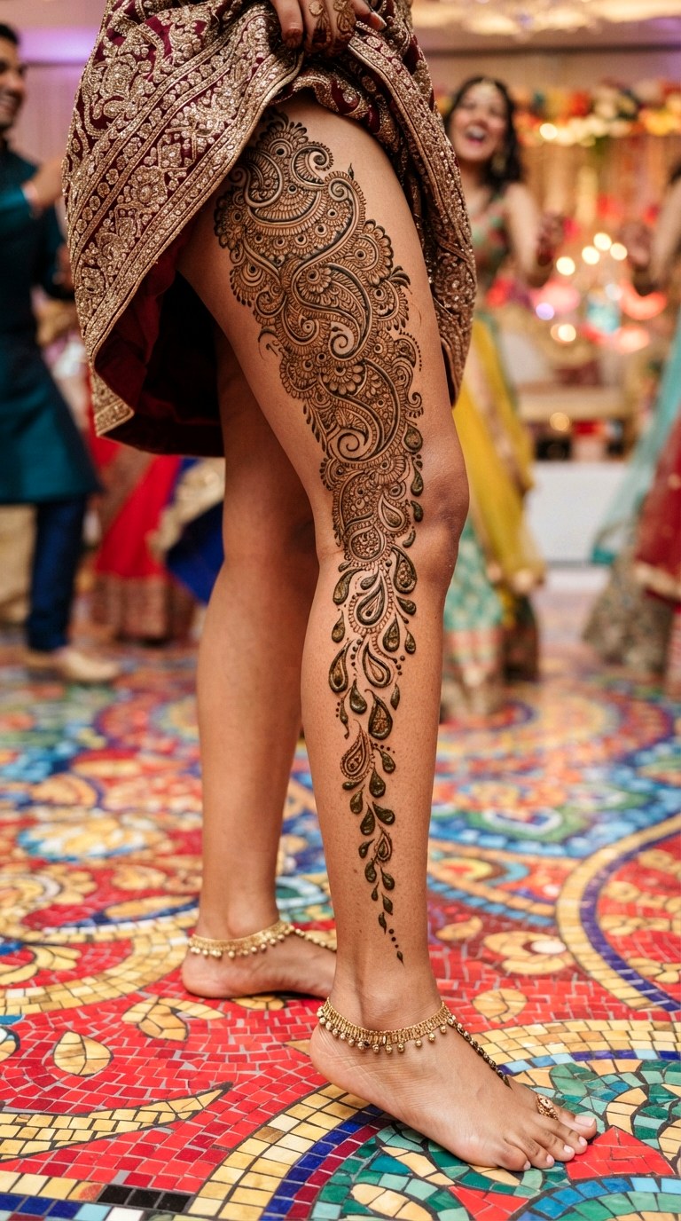 Paisley Drop Shower - 27 henna tattoo design