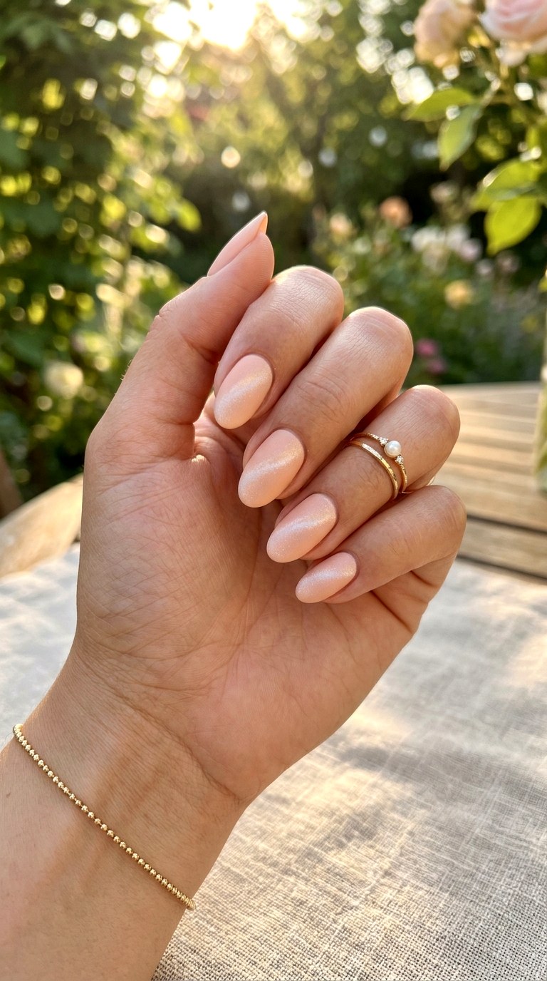 Pale Peach Matte Cat Eye Nails - 22 Summer Minimal Matte Cat Eye Nails Ideas