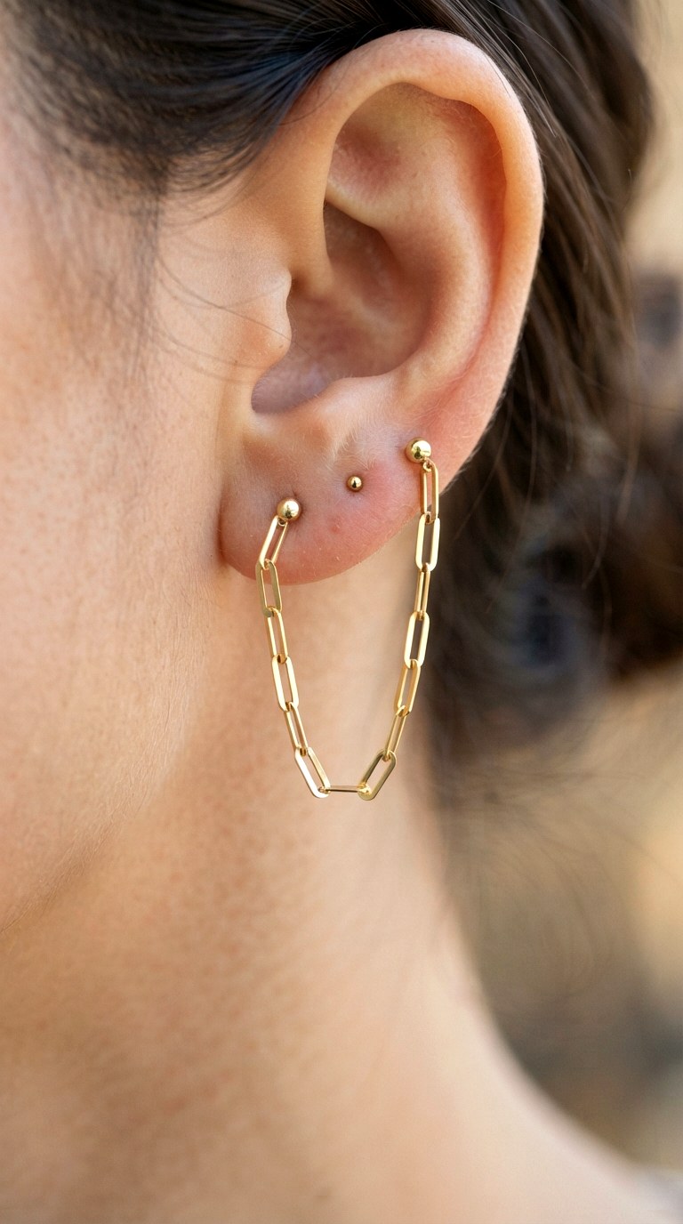 Paperclip Chain Connectors - 25 gold earrings stack