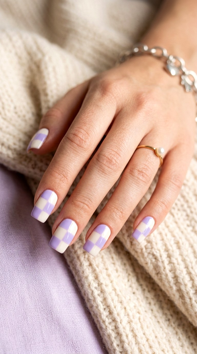 Pastel Checkerboard Nails - 25 Soft Pastel Spring Nail Designs That Feel Like Sunshine