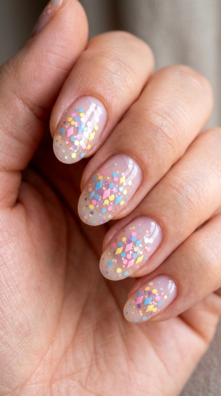 Pastel Confetti Negative Space - 29 Subtle Spring Multicolor Nails