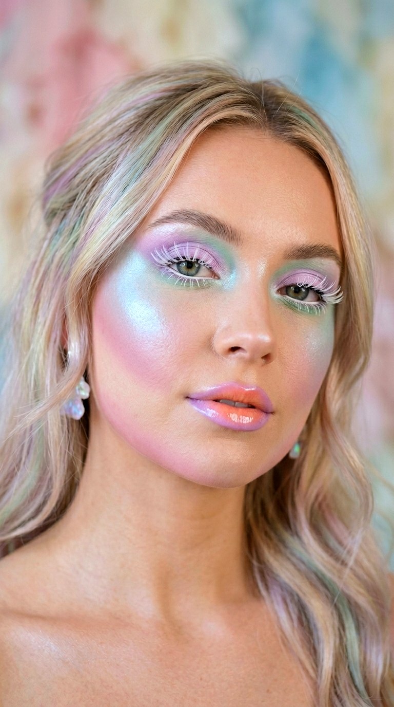 Pastel Fantasy Glam Makeup - 24 colorful makeup