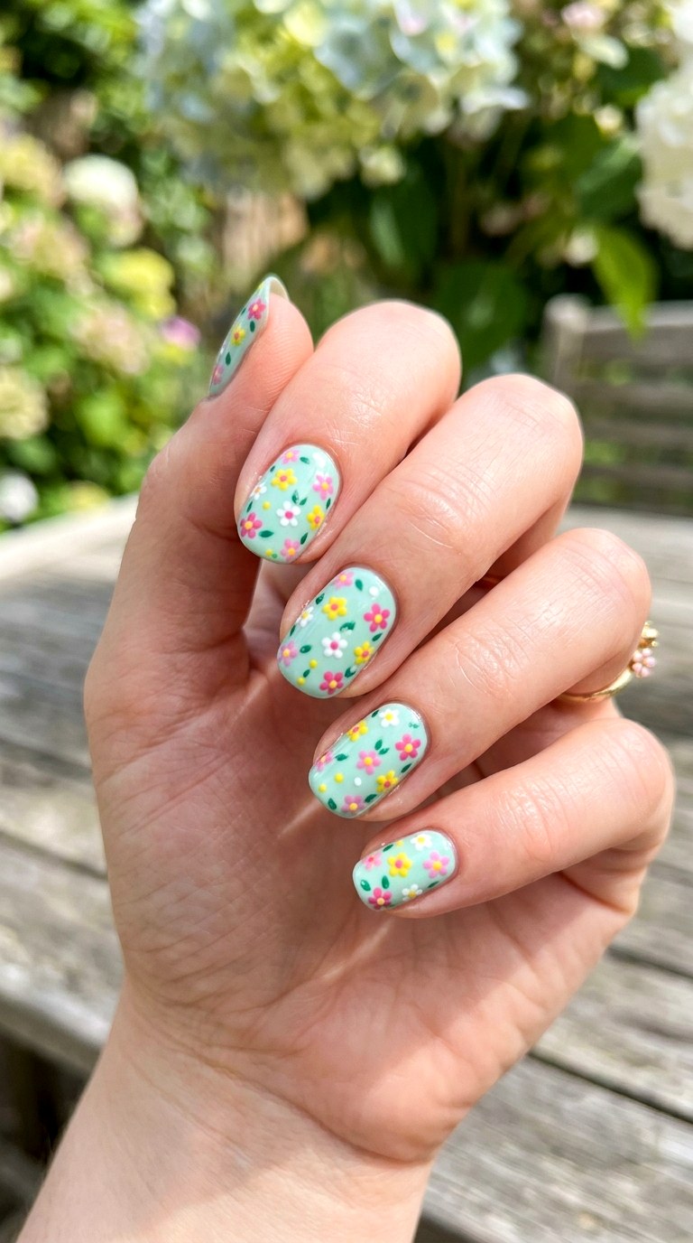 Pastel Floral Garden Nails - 25 Soft Pastel Spring Nail Designs That Feel Like Sunshine