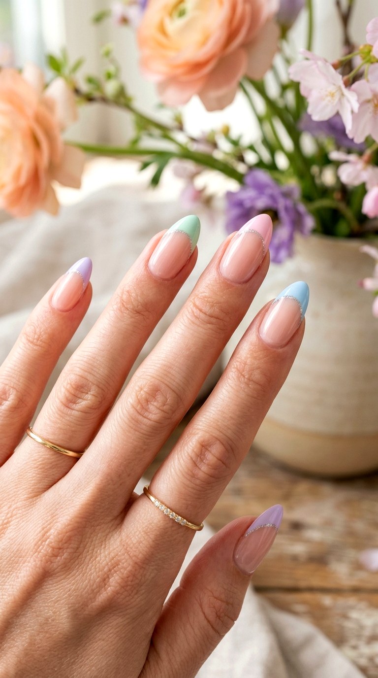 Pastel French Tip Nails - 30 Gorgeous Spring Nail Designs That Are Trending Right Now