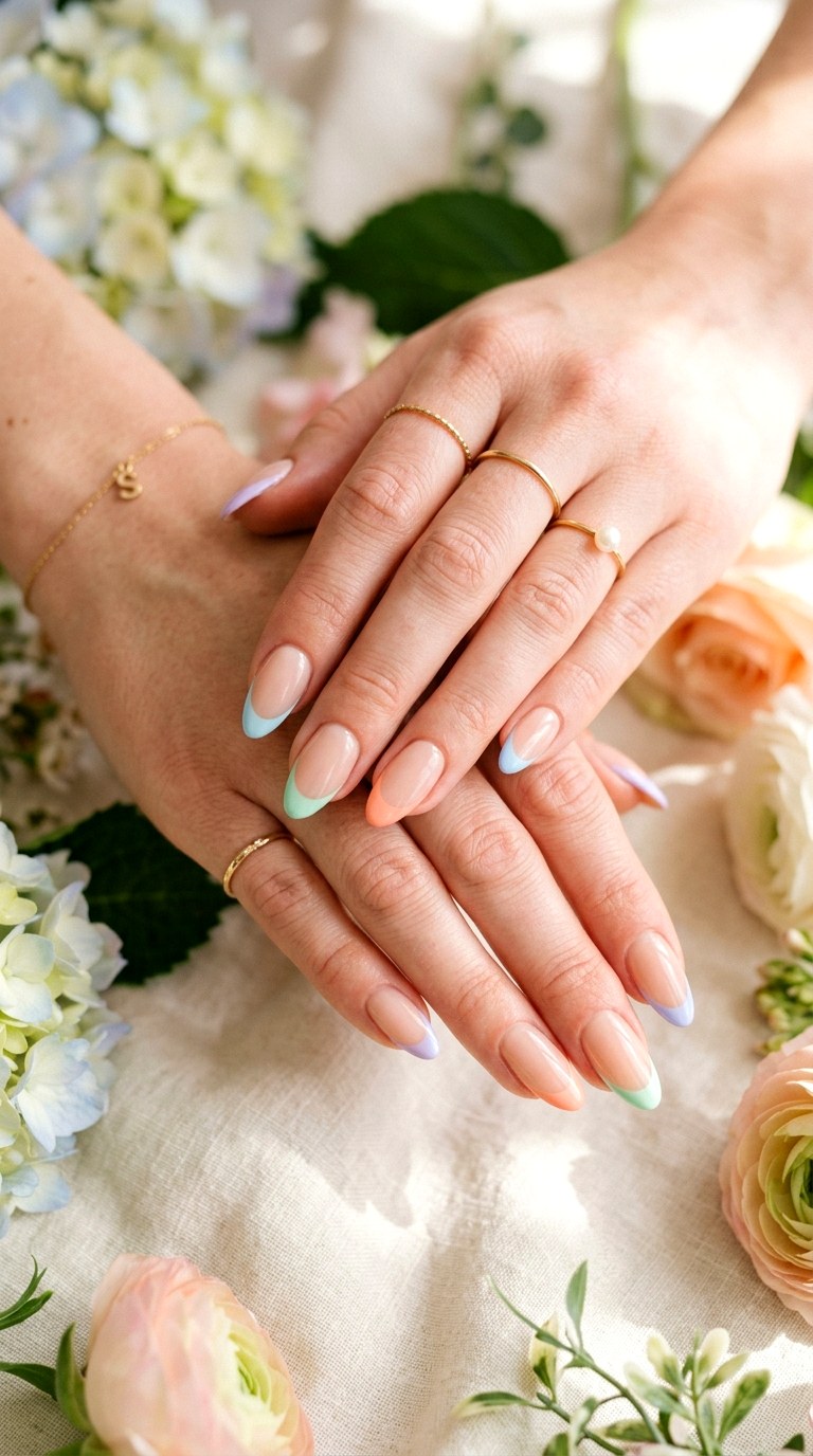 Pastel French Tip Nails - 30 Aesthetic Spring Nail Designs Trending on Pinterest