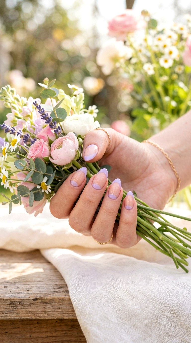 Pastel Half Moon Nails - 25 Minimalist Spring Nails That Look Elegant and Trendy