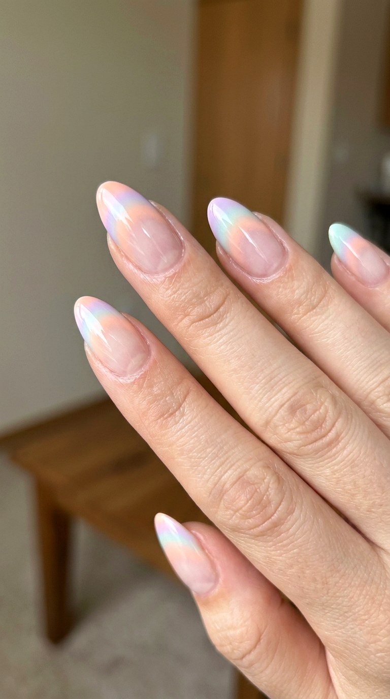 Pastel Halo Tips - 29 Subtle Spring Multicolor Nails