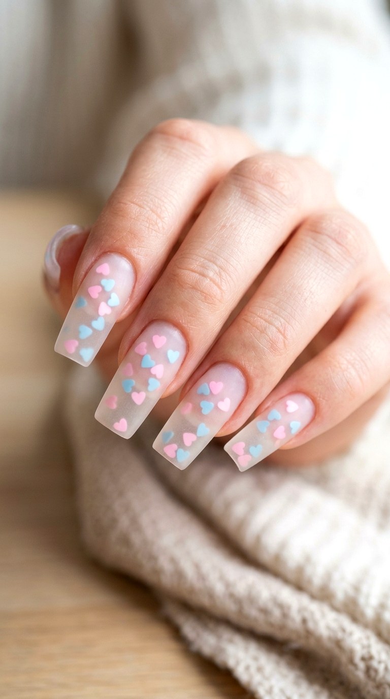 Pastel Heart Confetti - 26 Matte Spring Acrylic Nails