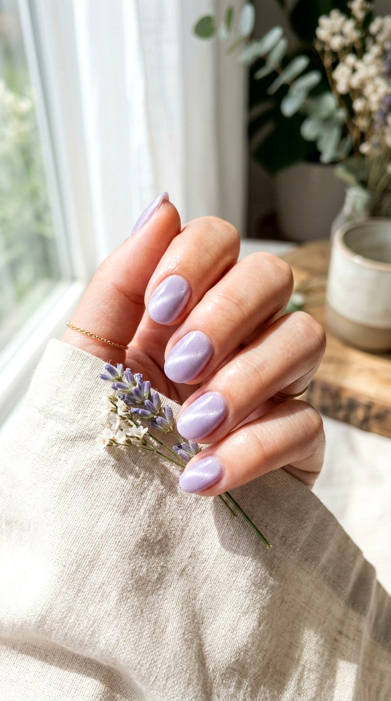 Pastel Lavender Cat Eye Nails - 21  Summer Lavender Magnetic Cat Eye Nails Ideas