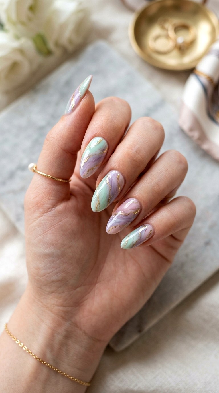 Pastel Marble Nails - 25 Fresh Spring Nail Colors & Designs You’ll See Everywhere in 2026
