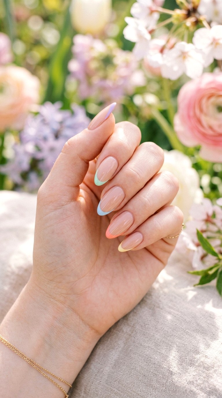 Pastel Micro French Tips - 25 Minimalist Spring Nails That Look Elegant and Trendy