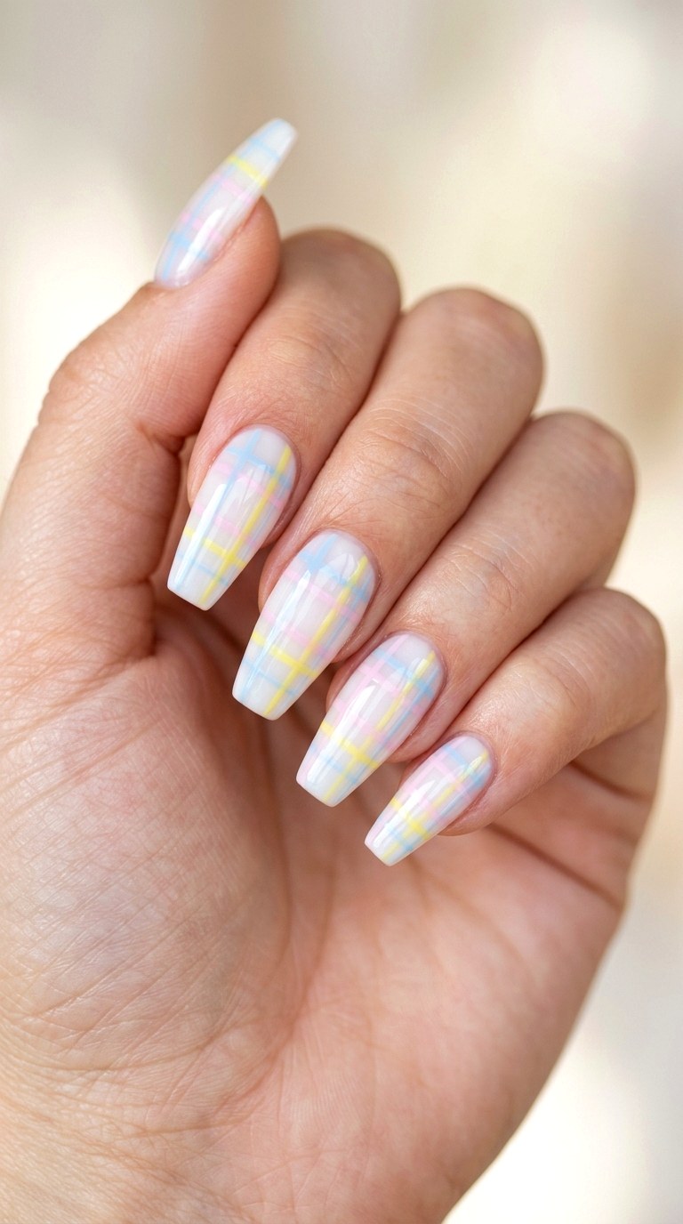 Pastel Plaid Patterns - 30 Cheerful Spring Multicolor Nails