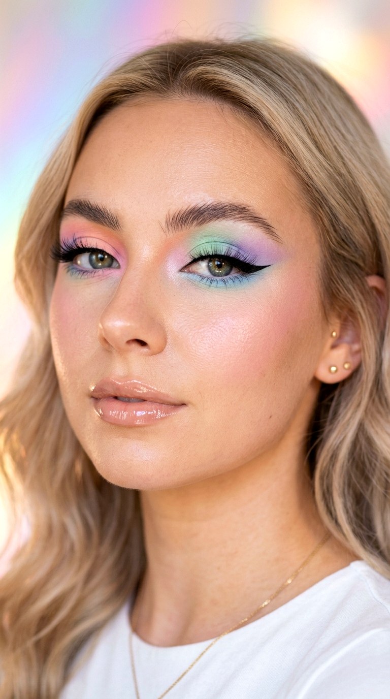 Pastel Rainbow Eye Makeup - 29 e girl makeup