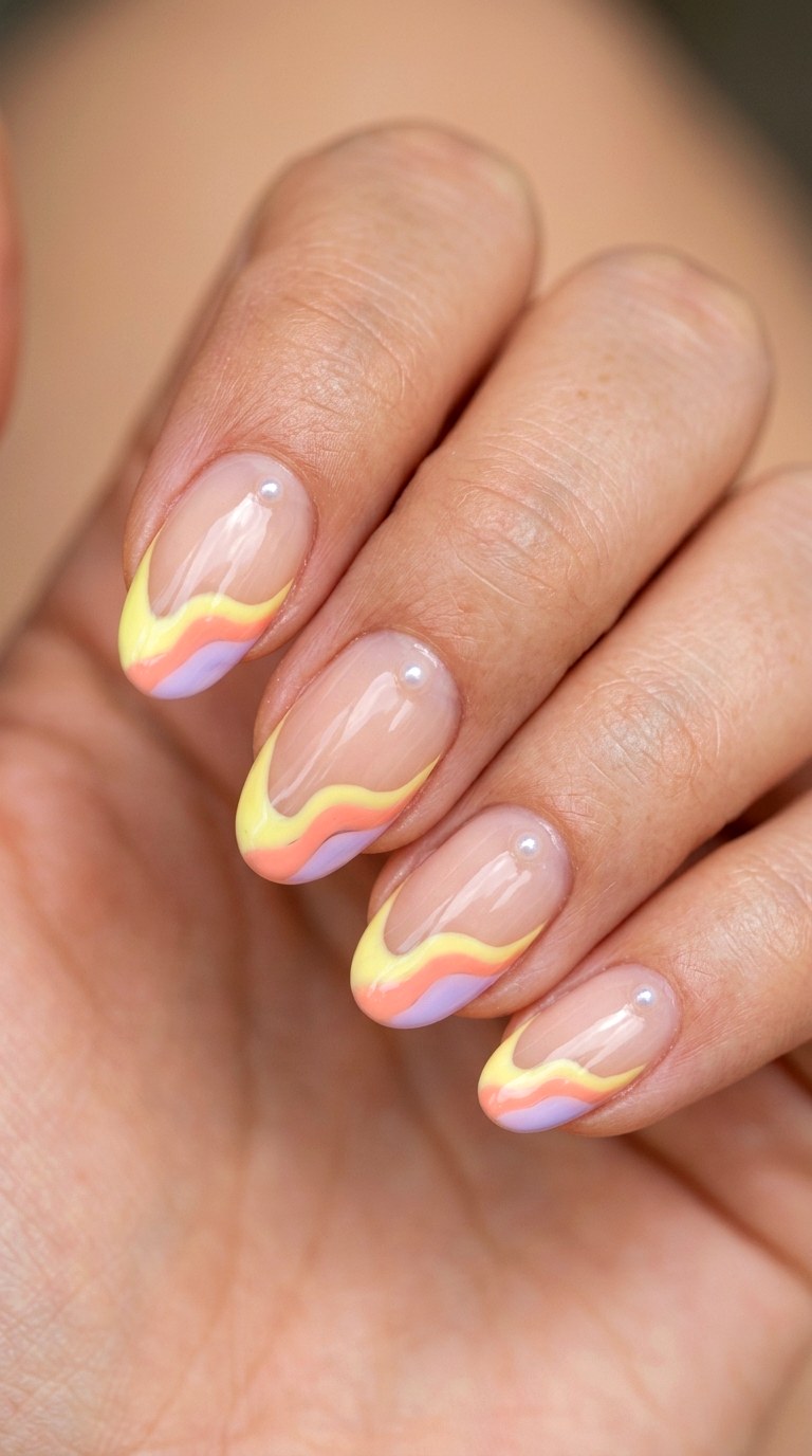 Pastel Rainbow French Tips Reinvented - 26 Creative Spring Colorful Junk Nails