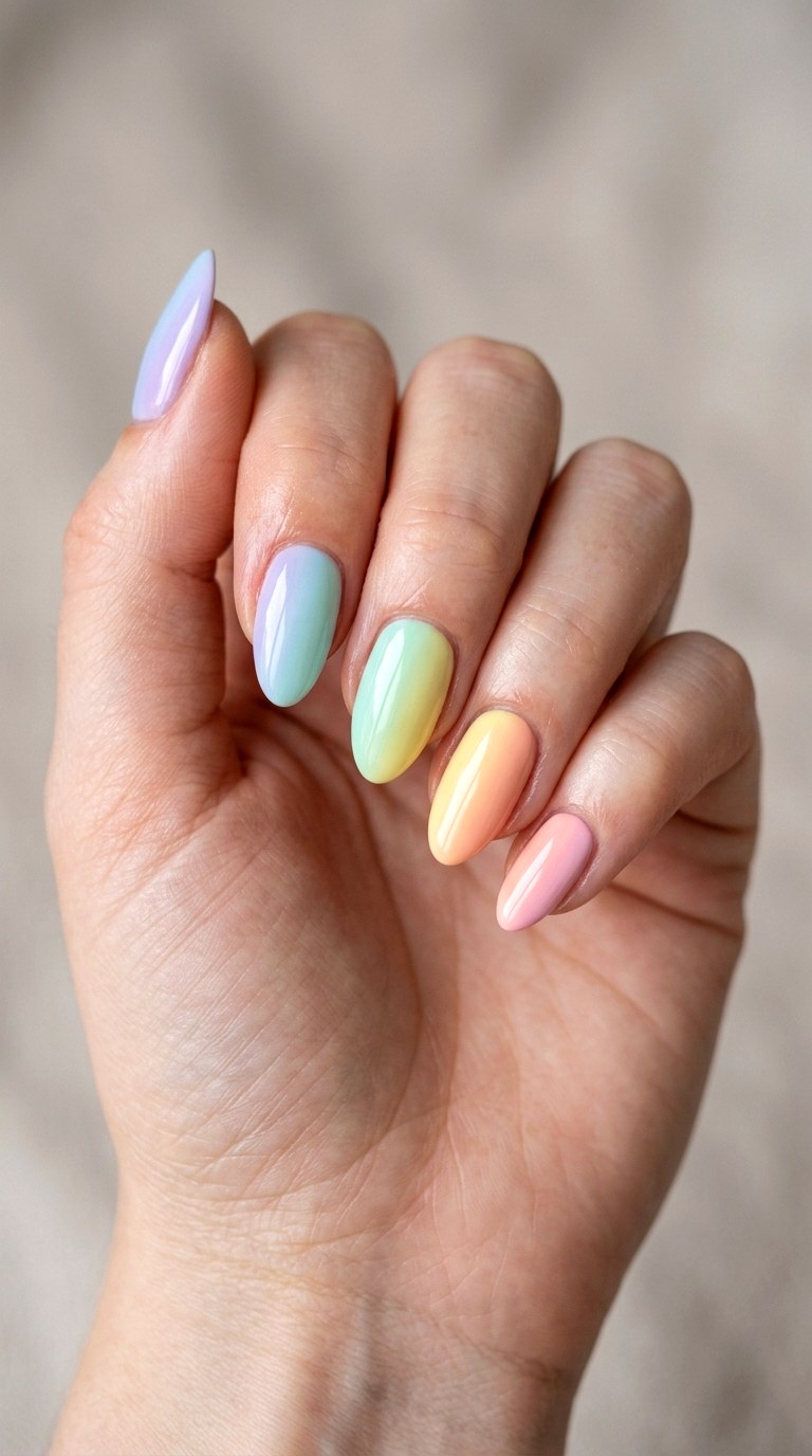 Pastel Rainbow Vertical Mix - 23 Soft Spring Ombre Nails