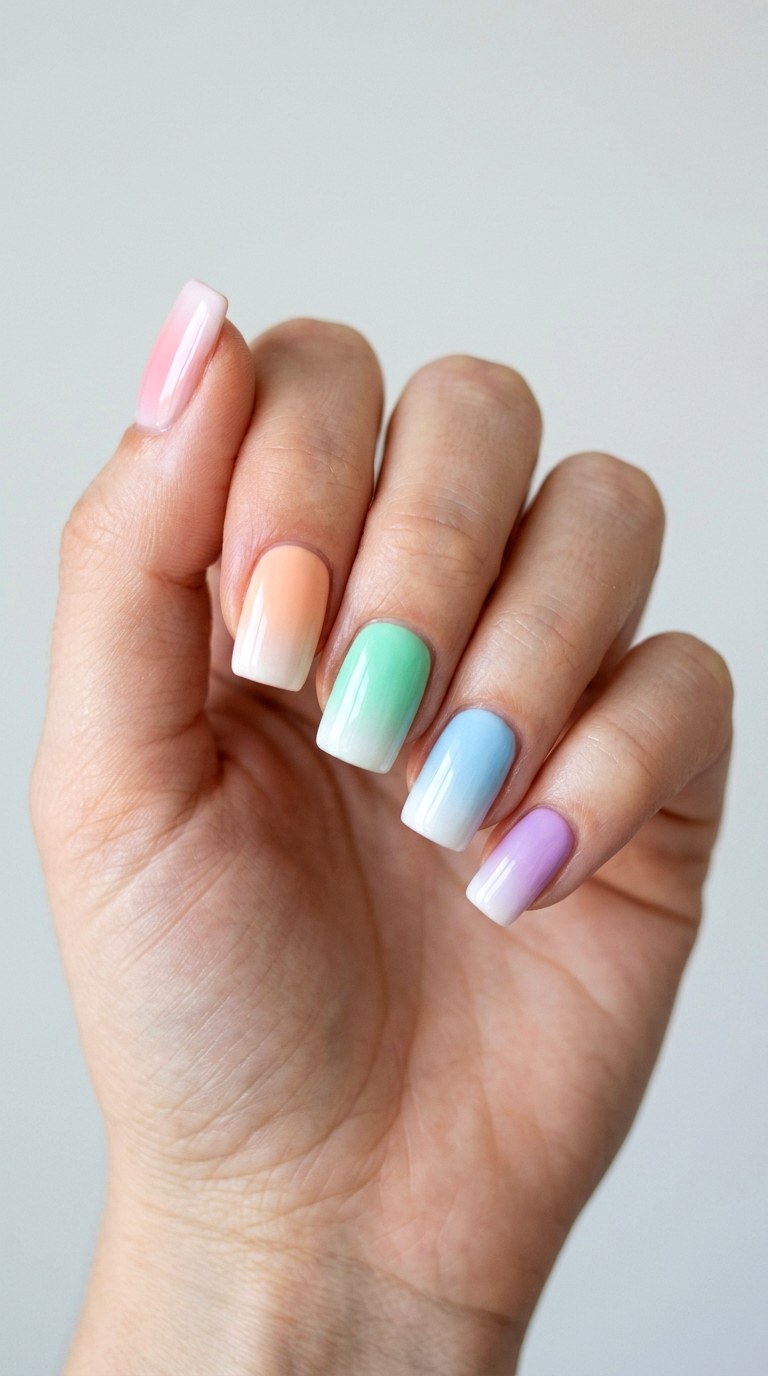 Pastel Skittle Ombre - 30 Dreamy Spring Ombre Nails