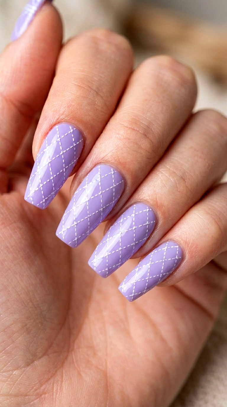 Pastel Stitching Details - 29 Fine-Line Spring Acrylic Nails