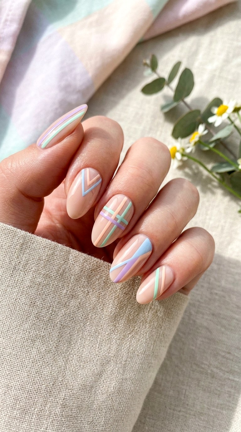 Pastel Stripe Nails - 25 Soft Pastel Spring Nail Designs That Feel Like Sunshine
