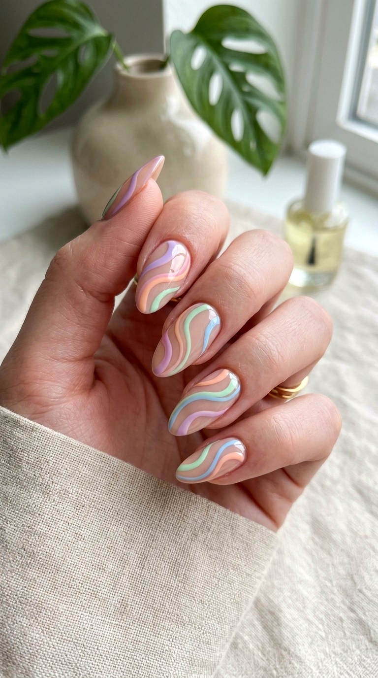Pastel Swirl Nails - 25 Soft Pastel Spring Nail Designs That Feel Like Sunshine