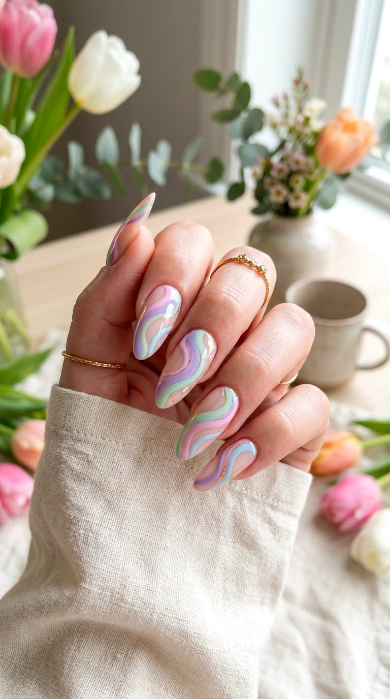 Pastel Swirl Nails - 22 Cute Spring Nail Ideas for a Fresh Seasonal Manicure